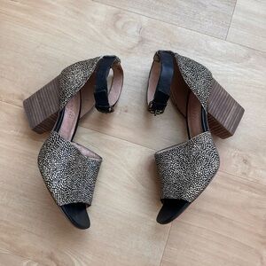 Madewell Black and Cream Open-Toe Block Heel Sandals 7.5